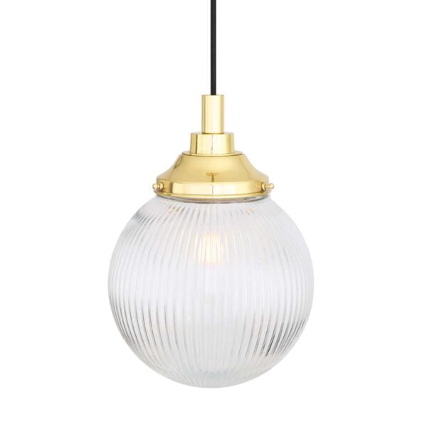 Round Glass holophane pendant ideal for a small bathroom